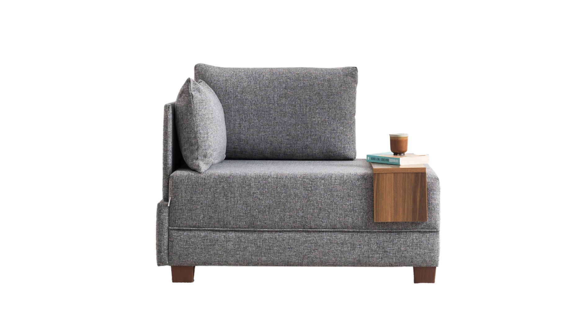 Sofá moderno de 1 lugar, cinza, 100 cm L x 80 cm A x 75 cm P | Estrutura durável de madeira/placa de fibra, fácil de limpar, 100% poliéster, design escandinavo elegante