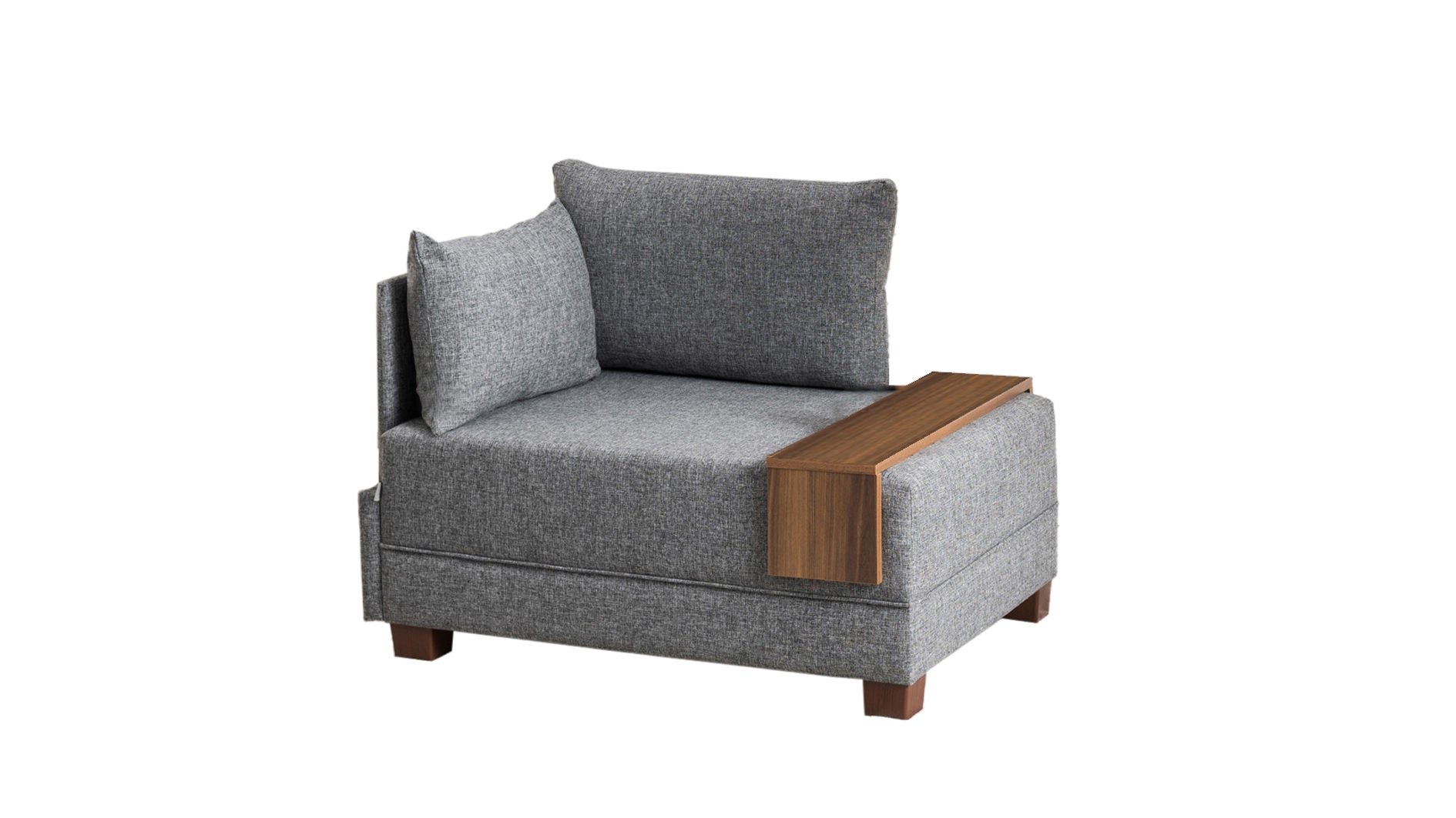 Sofá moderno de 1 lugar, cinza, 100 cm L x 80 cm A x 75 cm P | Estrutura durável de madeira/placa de fibra, fácil de limpar, 100% poliéster, design escandinavo elegante