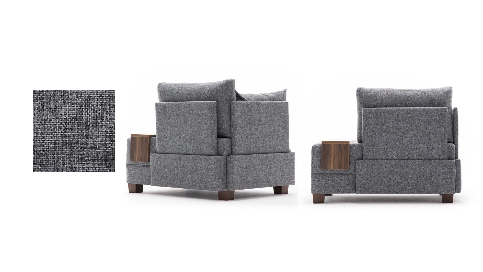 Sofá moderno de 1 lugar, cinza, 100 cm L x 80 cm A x 75 cm P | Estrutura durável de madeira/placa de fibra, fácil de limpar, 100% poliéster, design escandinavo elegante