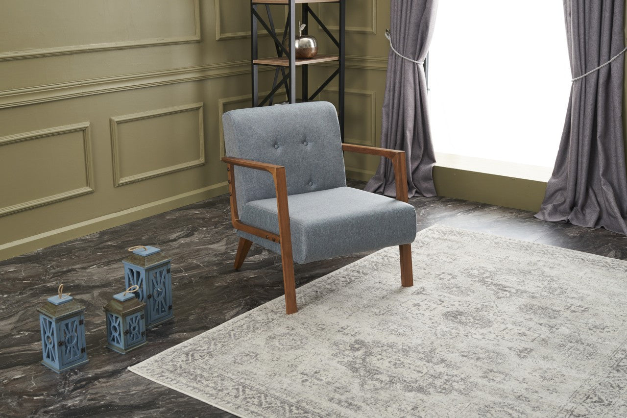 Poltrona Elegante – 69 x 80 x 83 cm – Azul Claro – Madeira de Faia