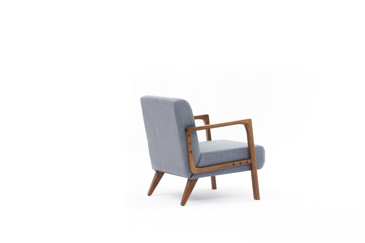 Poltrona Elegante – 69 x 80 x 83 cm – Azul Claro – Madeira de Faia