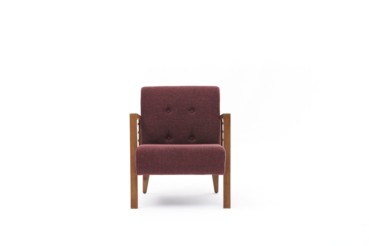 Poltrona – 69x80x83 cm – Vermelha Clarete – Madeira de Faia e Poliéster