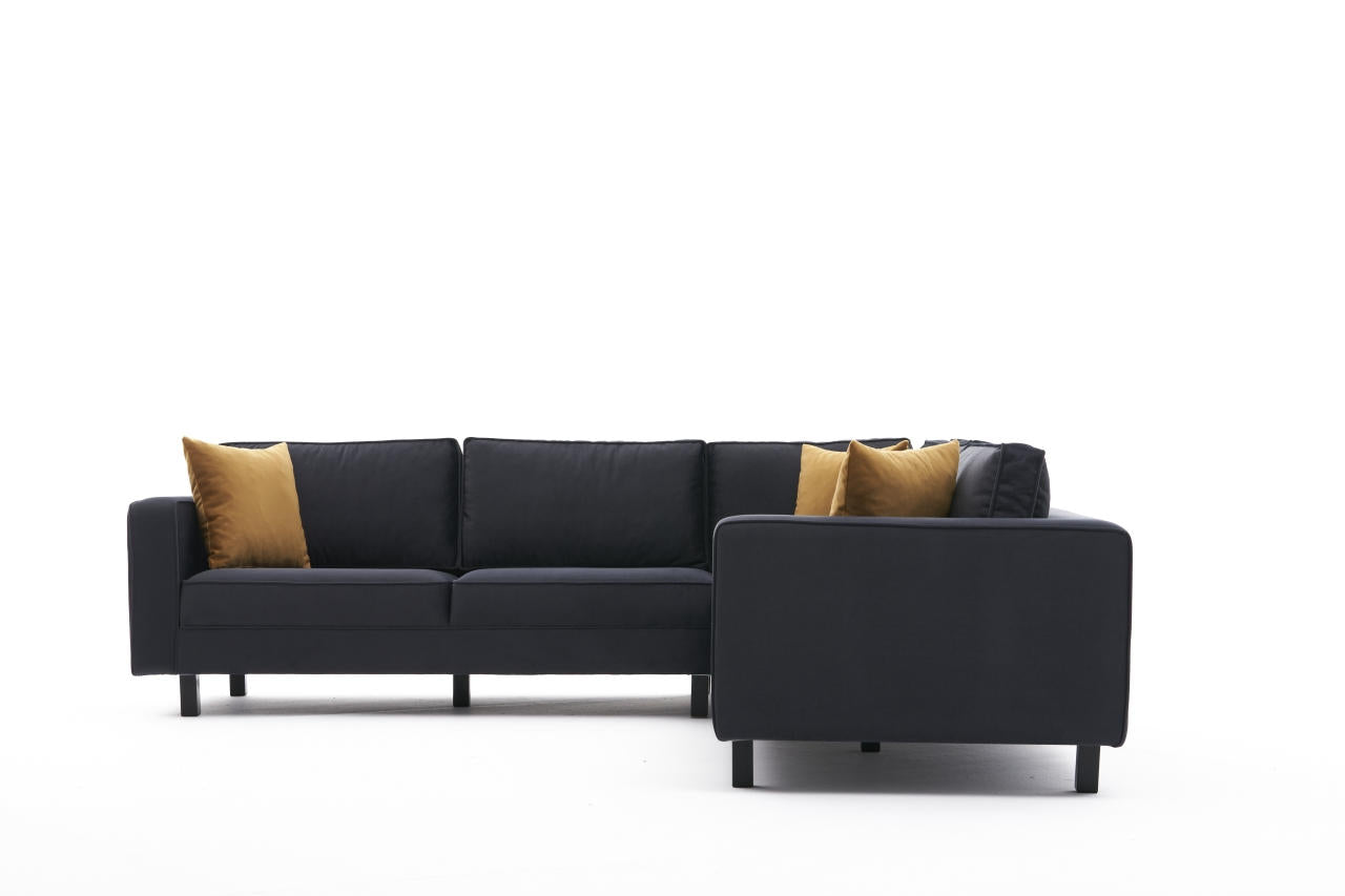 Sofá de Canto Moderno, Antracite, 258 cm | Estrutura em Madeira de Faia, Veludo 100% Poliéster, Espuma 28 DNS, Elegante e Confortável para Decoração de Casa e Hotel