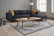 Sofá de canto elegante, antracite, 258 x 181 x 83 cm | Estrutura em madeira de faia, veludo 100% poliéster, espuma 28 DNS, design escandinavo moderno