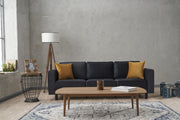 Sofá moderno de 3 lugares, veludo antracite, 222 cm | Estrutura de madeira de faia, espuma 28 DNS, elegante e confortável para residências, hotéis e espaços industriais