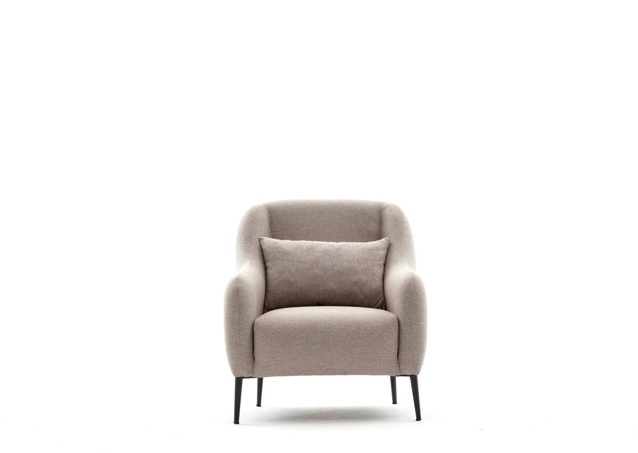 Sofá moderno de 1 lugar, cor creme, 77 x 70 x 77 cm | Estrutura 100% madeira de faia, tecido antibacteriano, espuma 28 DNS | Elegante para decoração de casa e hotel