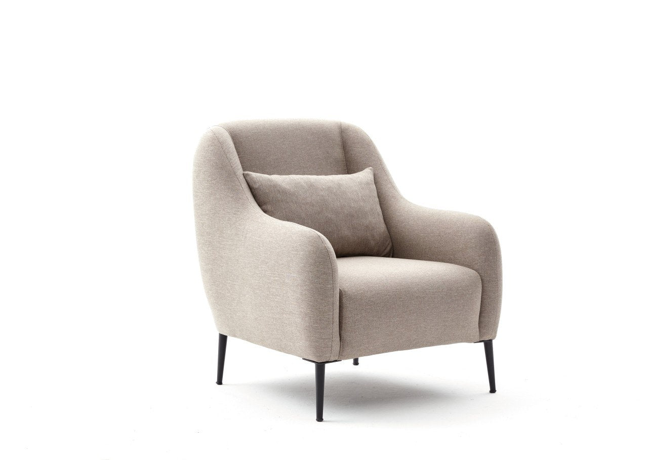Sofá moderno de 1 lugar, cor creme, 77 x 70 x 77 cm | Estrutura 100% madeira de faia, tecido antibacteriano, espuma 28 DNS | Elegante para decoração de casa e hotel