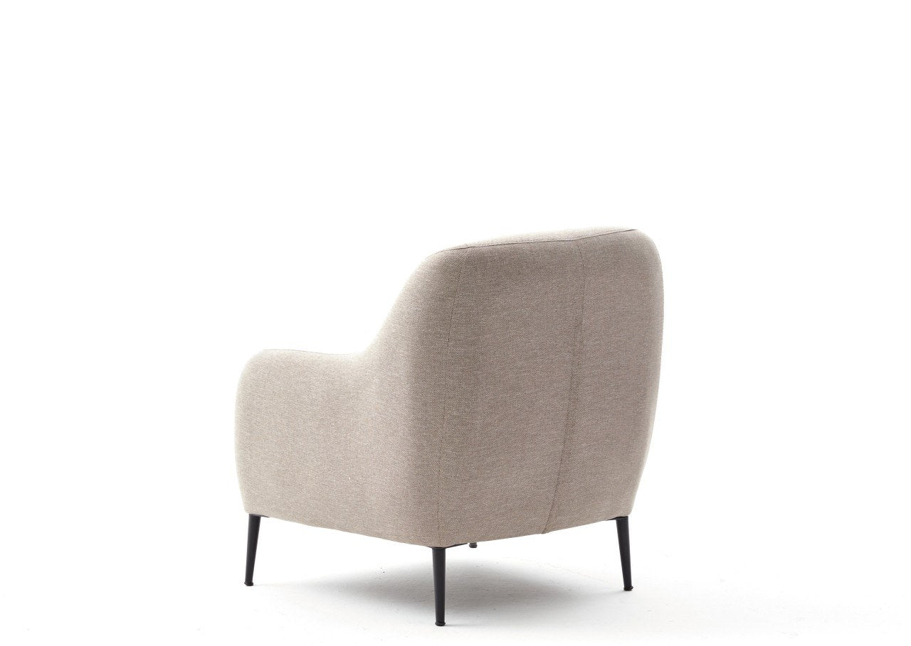 Sofá moderno de 1 lugar, cor creme, 77 x 70 x 77 cm | Estrutura 100% madeira de faia, tecido antibacteriano, espuma 28 DNS | Elegante para decoração de casa e hotel