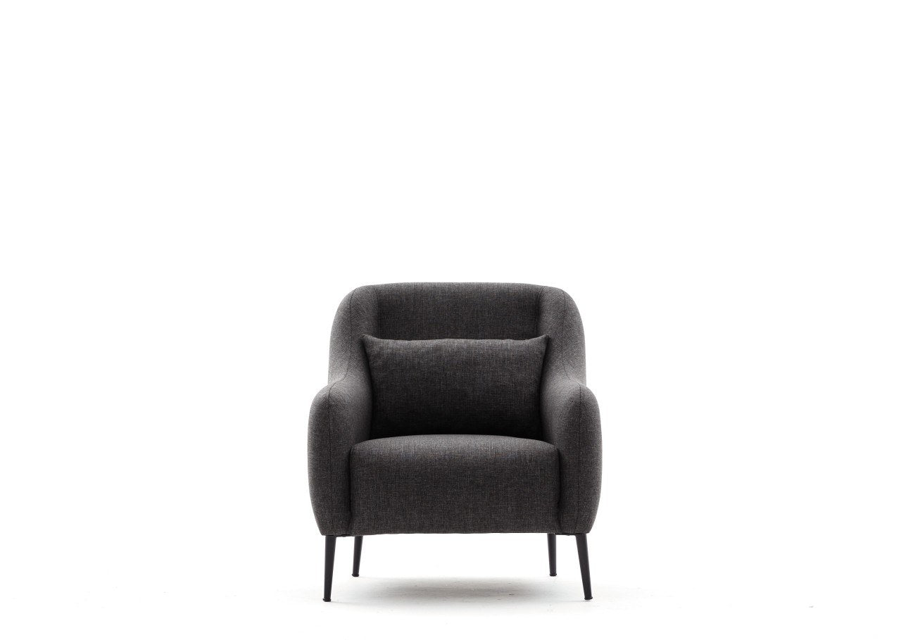 Sofá moderno de 1 lugar, antracite, 77 x 70 x 77 cm | Estrutura 100% madeira de faia, tecido antibacteriano, espuma 28 DNS | Elegante para decoração de casa e hotel