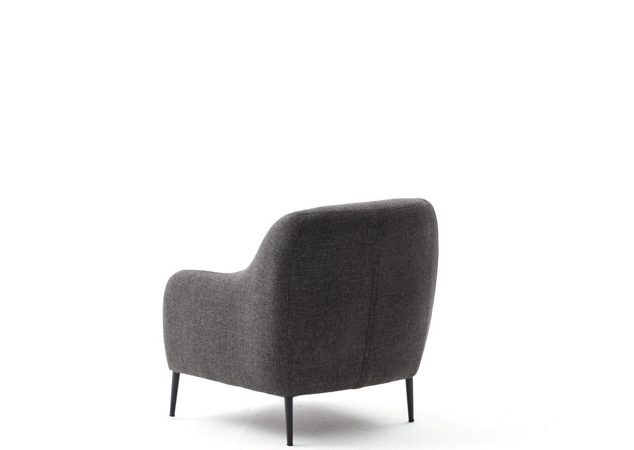 Sofá moderno de 1 lugar, antracite, 77 x 70 x 77 cm | Estrutura 100% madeira de faia, tecido antibacteriano, espuma 28 DNS | Elegante para decoração de casa e hotel