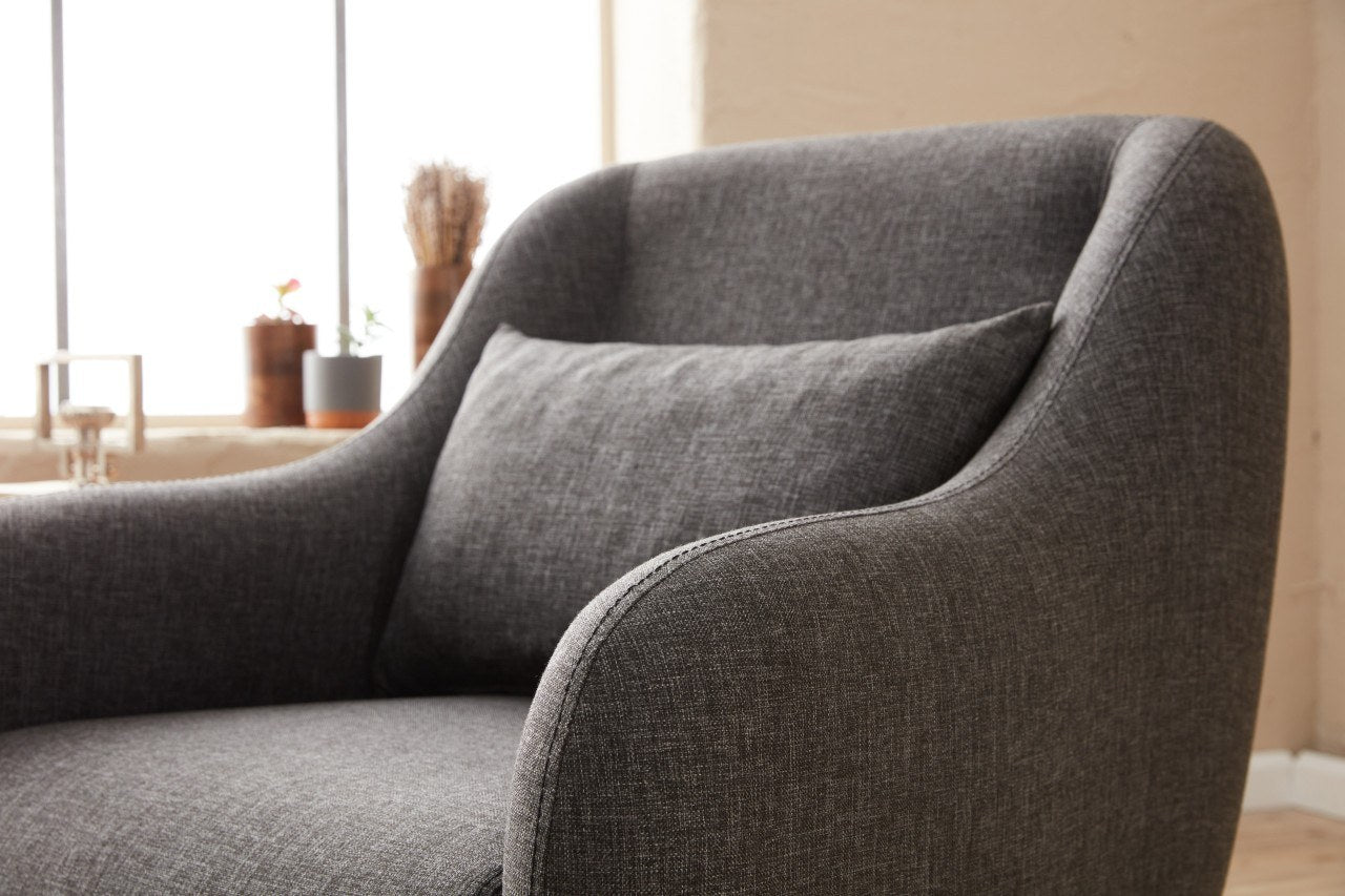 Sofá moderno de 1 lugar, antracite, 77 x 70 x 77 cm | Estrutura 100% madeira de faia, tecido antibacteriano, espuma 28 DNS | Elegante para decoração de casa e hotel