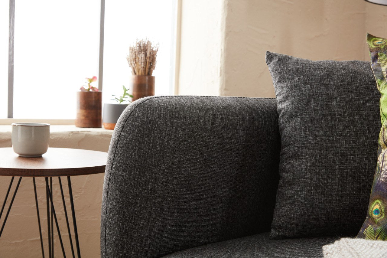 Sofá moderno de 1 lugar, antracite, 77 x 70 x 77 cm | Estrutura 100% madeira de faia, tecido antibacteriano, espuma 28 DNS | Elegante para decoração de casa e hotel