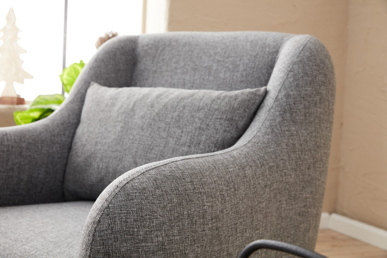 Sofá moderno de 1 lugar, cinza, 77 x 70 x 77 cm | Estrutura 100% madeira de faia, tecido antibacteriano, espuma 28 DNS | Elegante para residências, hotéis e espaços industriais