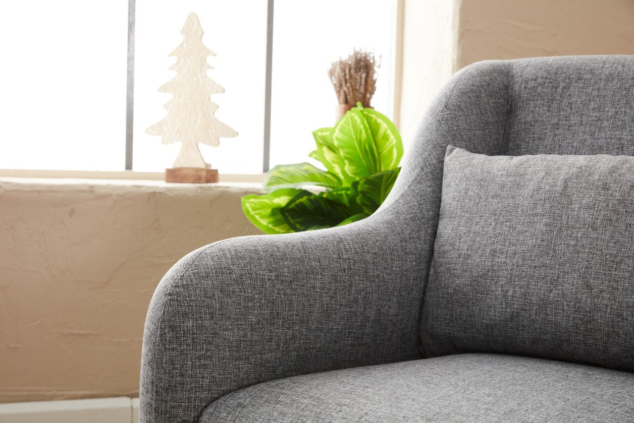 Sofá moderno de 1 lugar, cinza, 77 x 70 x 77 cm | Estrutura 100% madeira de faia, tecido antibacteriano, espuma 28 DNS | Elegante para residências, hotéis e espaços industriais