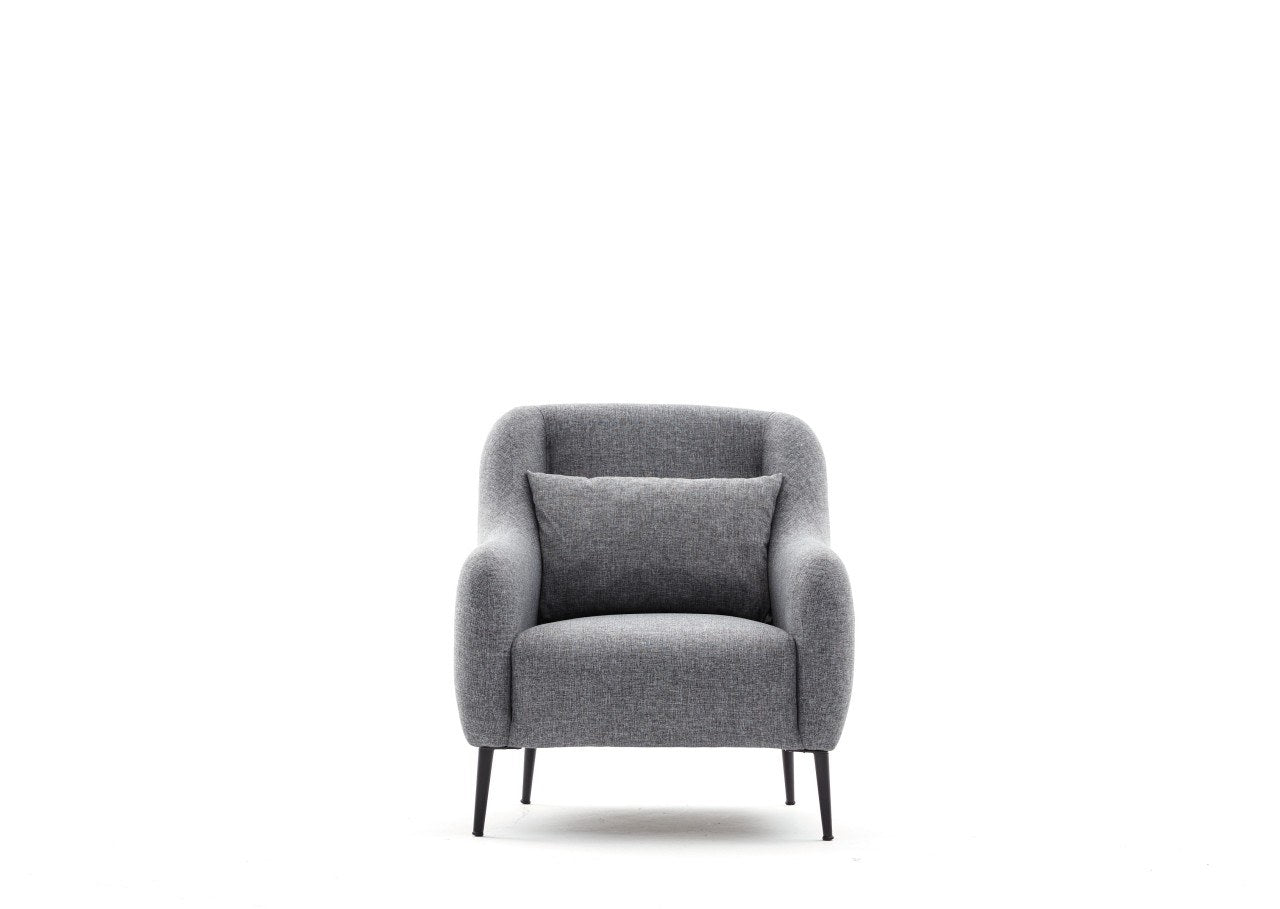Sofá moderno de 1 lugar, cinza, 77 x 70 x 77 cm | Estrutura 100% madeira de faia, tecido antibacteriano, espuma 28 DNS | Elegante para residências, hotéis e espaços industriais