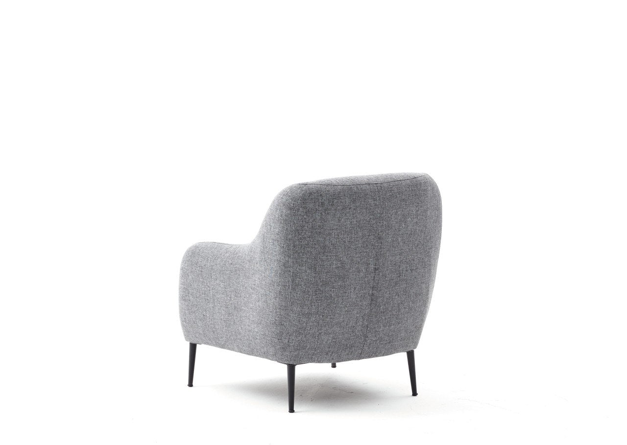 Sofá moderno de 1 lugar, cinza, 77 x 70 x 77 cm | Estrutura 100% madeira de faia, tecido antibacteriano, espuma 28 DNS | Elegante para residências, hotéis e espaços industriais