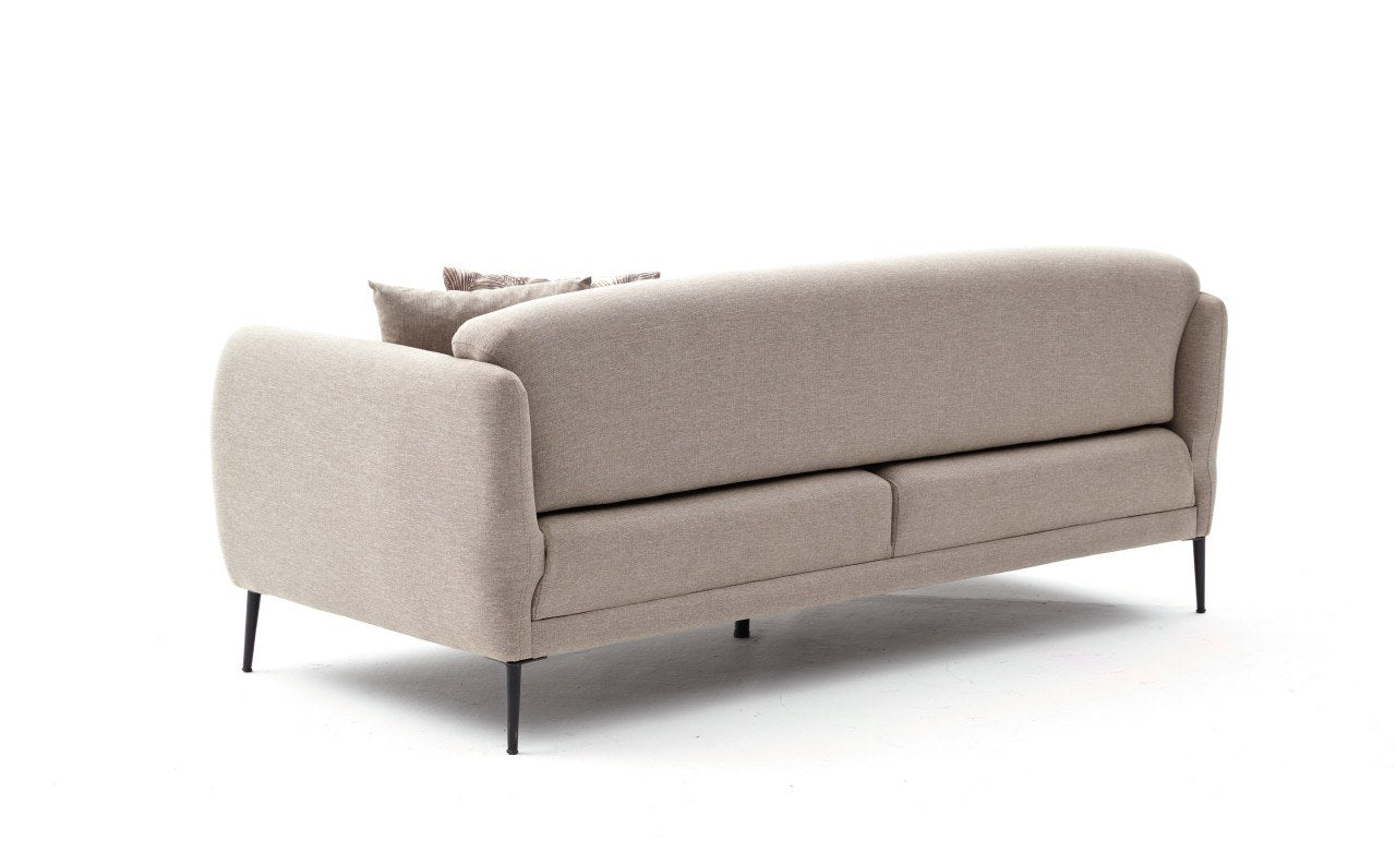 Sofá-cama moderno de 3 lugares, creme, 210 cm | Estrutura 100% madeira de faia, tecido antibacteriano, espuma 28 DNS | Perfeito para salas de estar e quartos de hóspedes elegantes