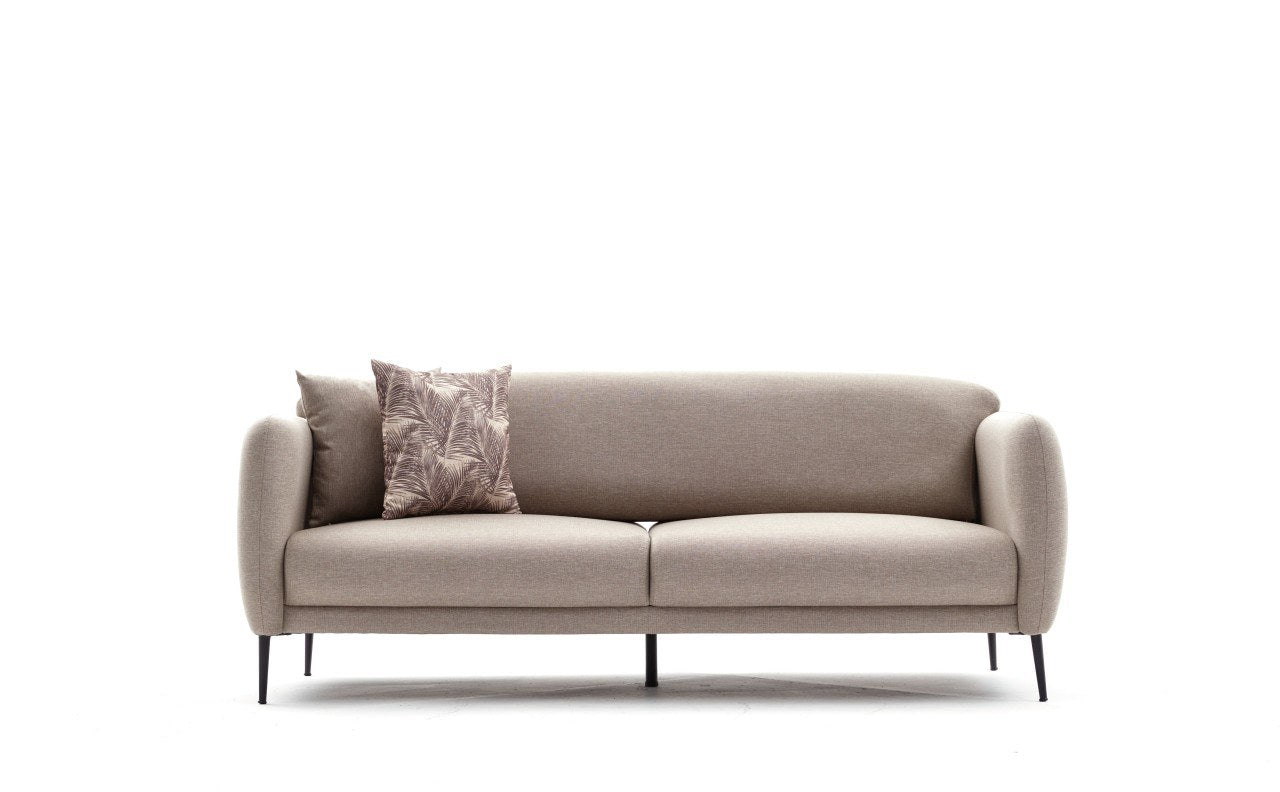 Sofá-cama moderno de 3 lugares, creme, 210 cm | Estrutura 100% madeira de faia, tecido antibacteriano, espuma 28 DNS | Perfeito para salas de estar e quartos de hóspedes elegantes