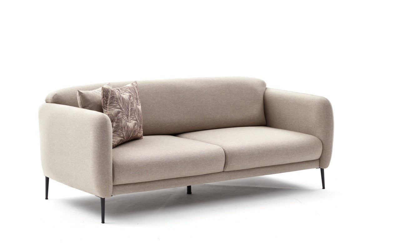 Sofá-cama moderno de 3 lugares, creme, 210 cm | Estrutura 100% madeira de faia, tecido antibacteriano, espuma 28 DNS | Perfeito para salas de estar e quartos de hóspedes elegantes