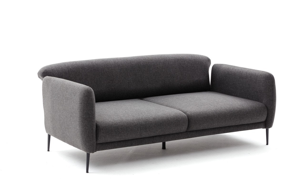 Sofá-cama moderno de 3 lugares, antracite, 210 x 80 x 95 cm | Estrutura 100% madeira de faia, tecido antibacteriano, fácil montagem | Perfeito para espaços de estar elegantes