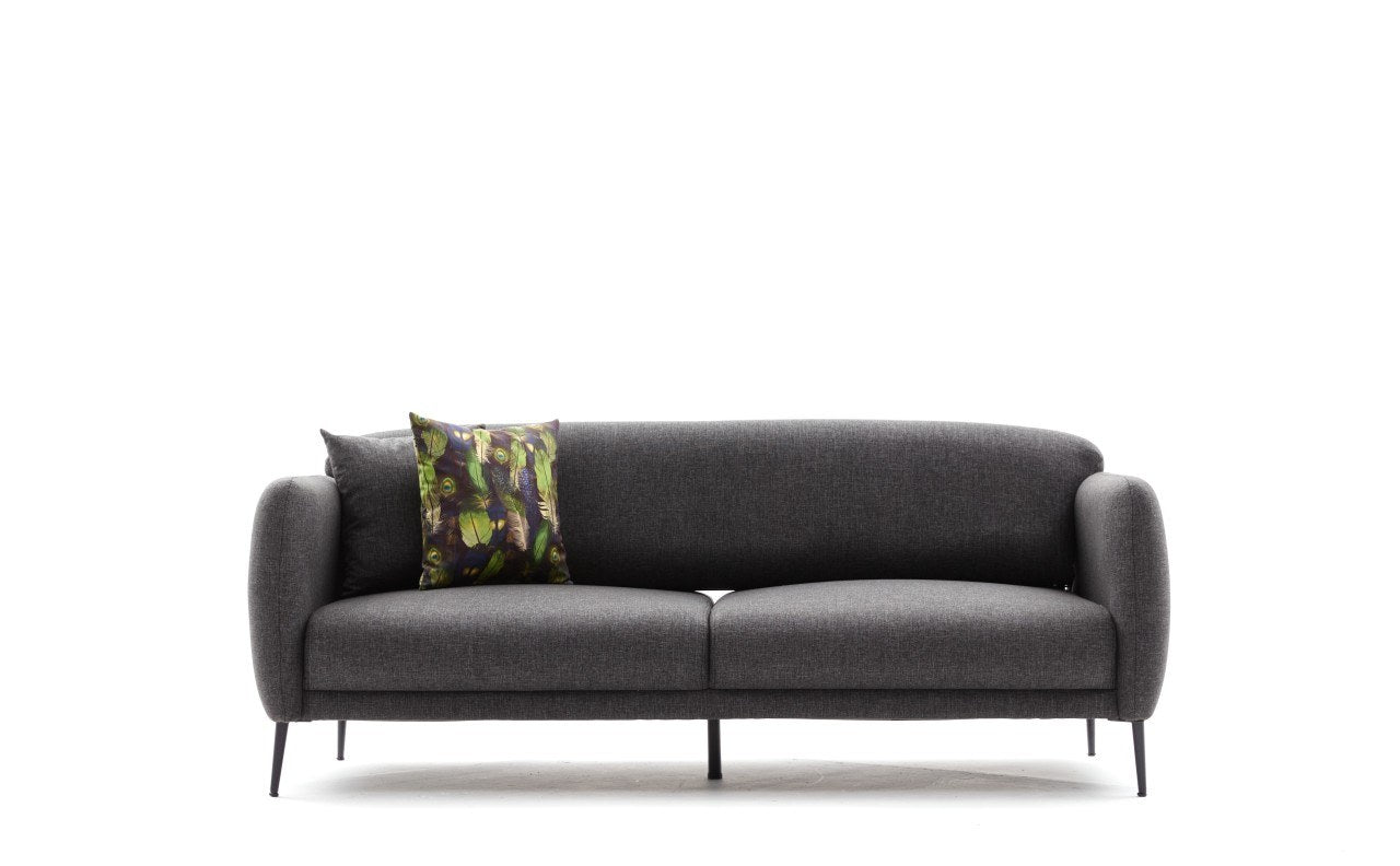 Sofá-cama moderno de 3 lugares, antracite, 210 x 80 x 95 cm | Estrutura 100% madeira de faia, tecido antibacteriano, fácil montagem | Perfeito para espaços de estar elegantes