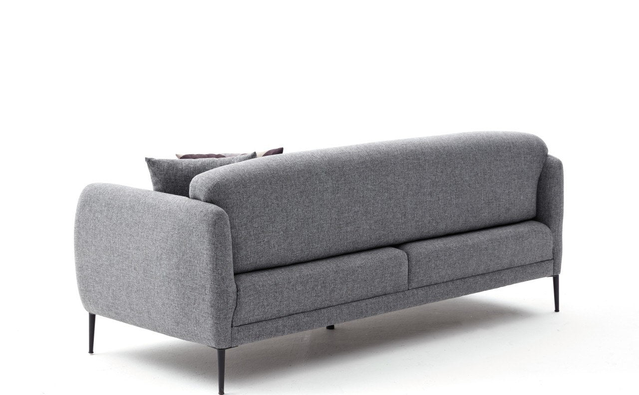 Sofá-cama moderno de 3 lugares, cinza, 210 cm | Estrutura 100% madeira de faia, tecido antibacteriano, espuma 28 DNS | Perfeito para salas de estar e quartos de hóspedes elegantes