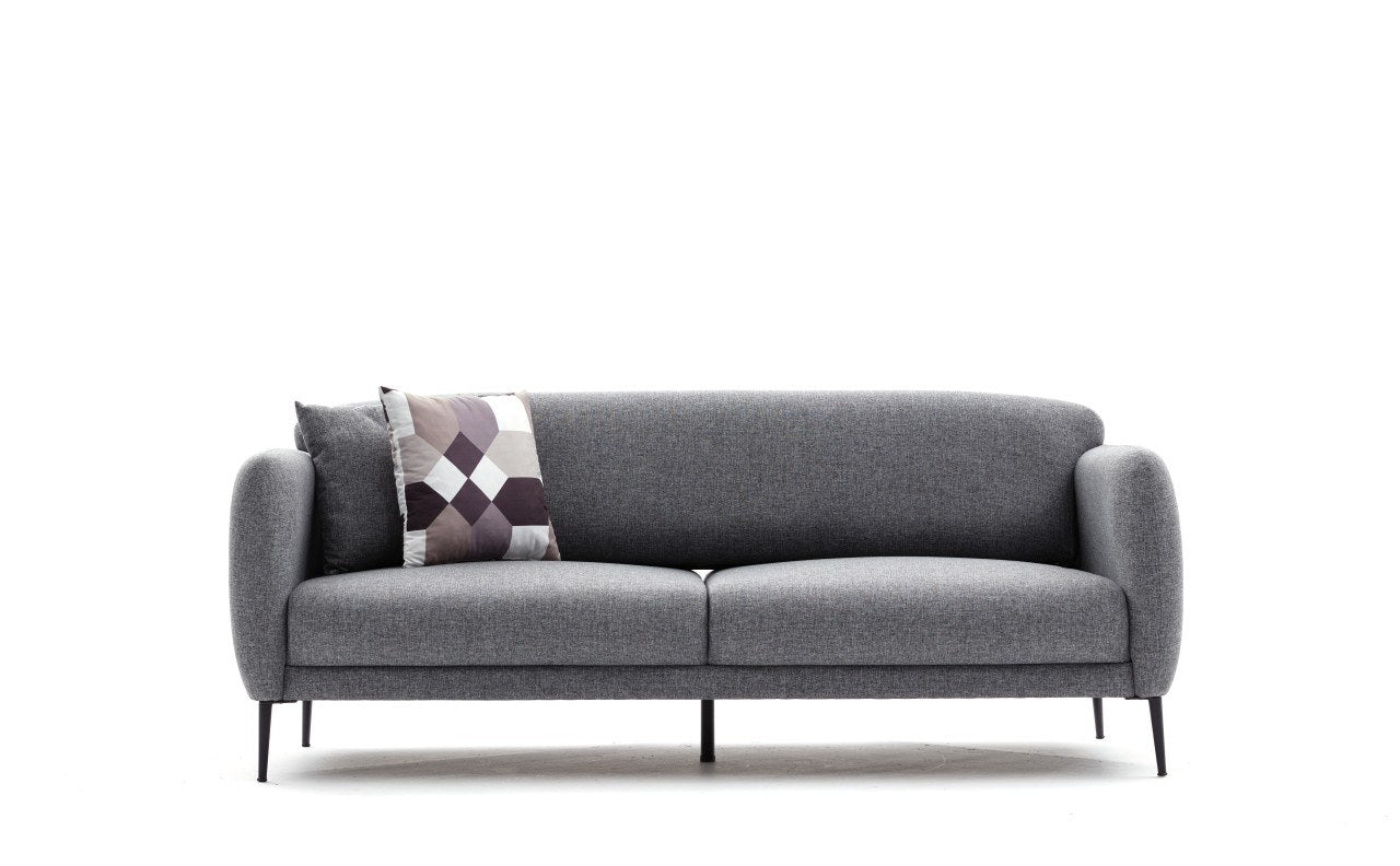 Sofá-cama moderno de 3 lugares, cinza, 210 cm | Estrutura 100% madeira de faia, tecido antibacteriano, espuma 28 DNS | Perfeito para salas de estar e quartos de hóspedes elegantes