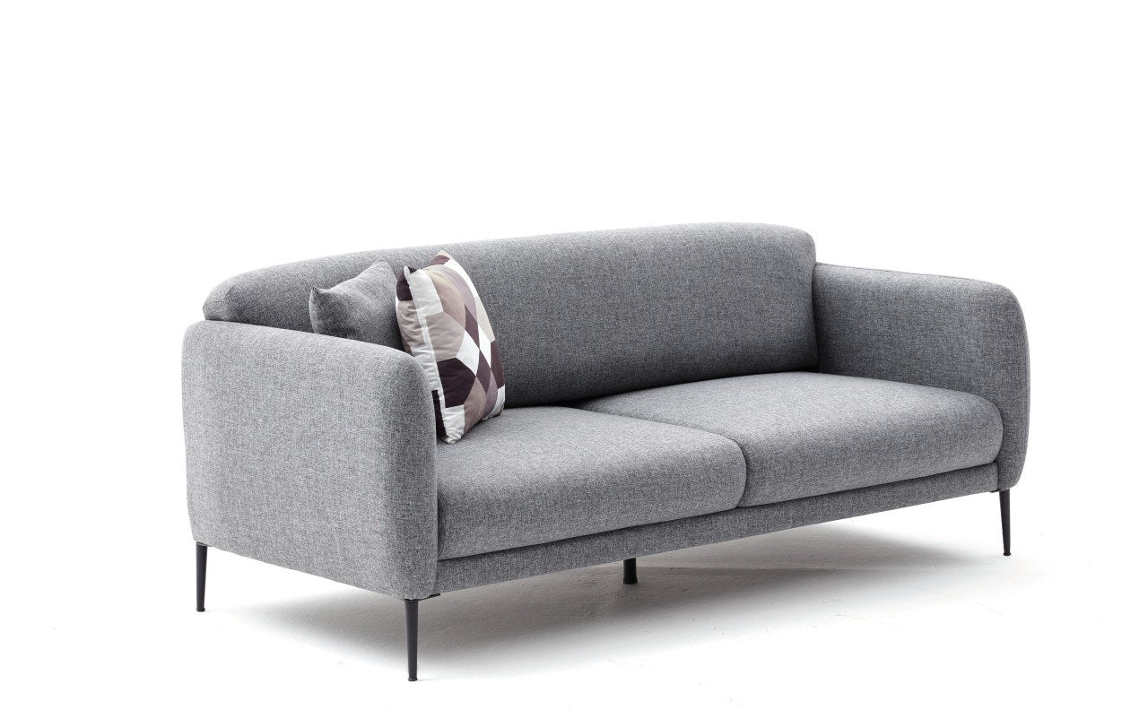 Sofá-cama moderno de 3 lugares, cinza, 210 cm | Estrutura 100% madeira de faia, tecido antibacteriano, espuma 28 DNS | Perfeito para salas de estar e quartos de hóspedes elegantes