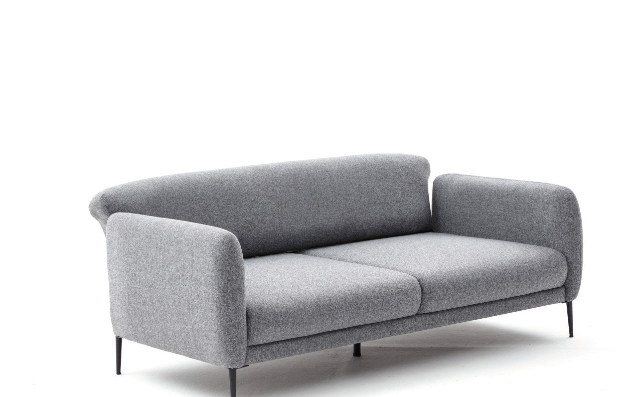 Sofá-cama moderno de 3 lugares, cinza, 210 cm | Estrutura 100% madeira de faia, tecido antibacteriano, espuma 28 DNS | Perfeito para salas de estar e quartos de hóspedes elegantes