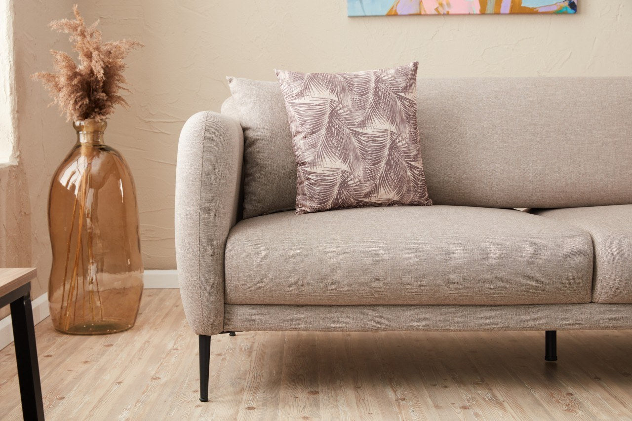Sofá-cama de canto moderno, creme, 265 cm | Estrutura 100% madeira de faia, tecido antibacteriano, espuma 28 DNS | Elegante e funcional para qualquer espaço, montagem necessária
