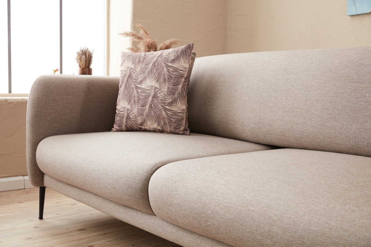 Sofá-cama de canto moderno, creme, 265 cm | Estrutura 100% madeira de faia, tecido antibacteriano, espuma 28 DNS | Elegante e funcional para qualquer espaço, montagem necessária