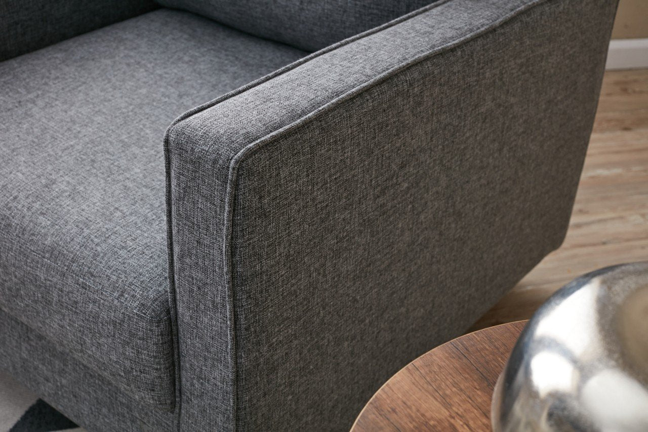 Sofá moderno de 1 lugar, cinza, 85 x 82 x 90 cm | Estrutura de FIR, 100% poliéster, tecido de fácil limpeza, espuma 28 DNS | Perfeito para decoração escandinava e hoteleira