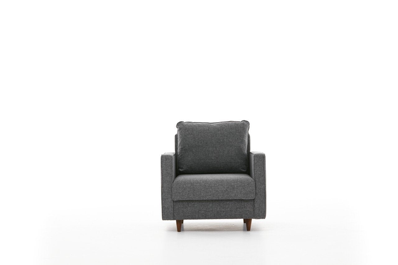 Sofá moderno de 1 lugar, cinza, 85 x 82 x 90 cm | Estrutura de FIR, 100% poliéster, tecido de fácil limpeza, espuma 28 DNS | Perfeito para decoração escandinava e hoteleira