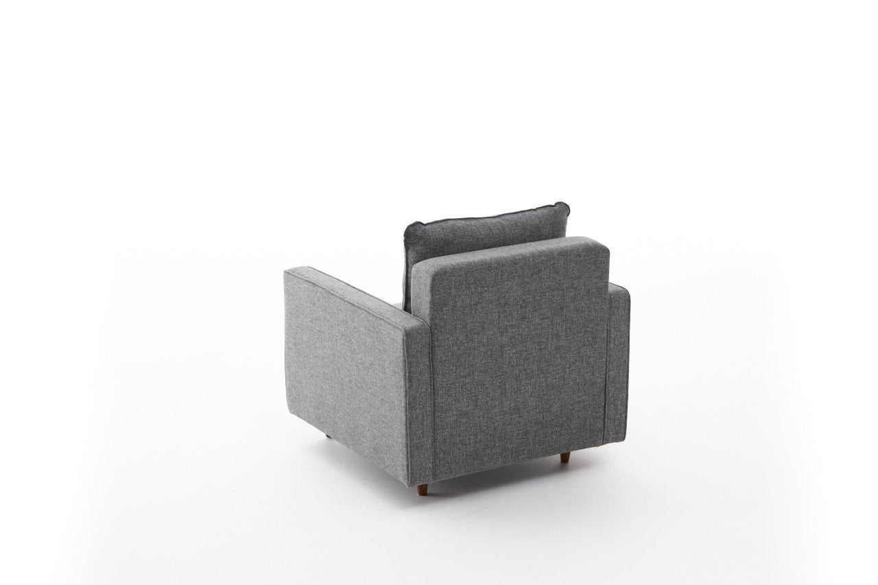 Sofá moderno de 1 lugar, cinza, 85 x 82 x 90 cm | Estrutura de FIR, 100% poliéster, tecido de fácil limpeza, espuma 28 DNS | Perfeito para decoração escandinava e hoteleira