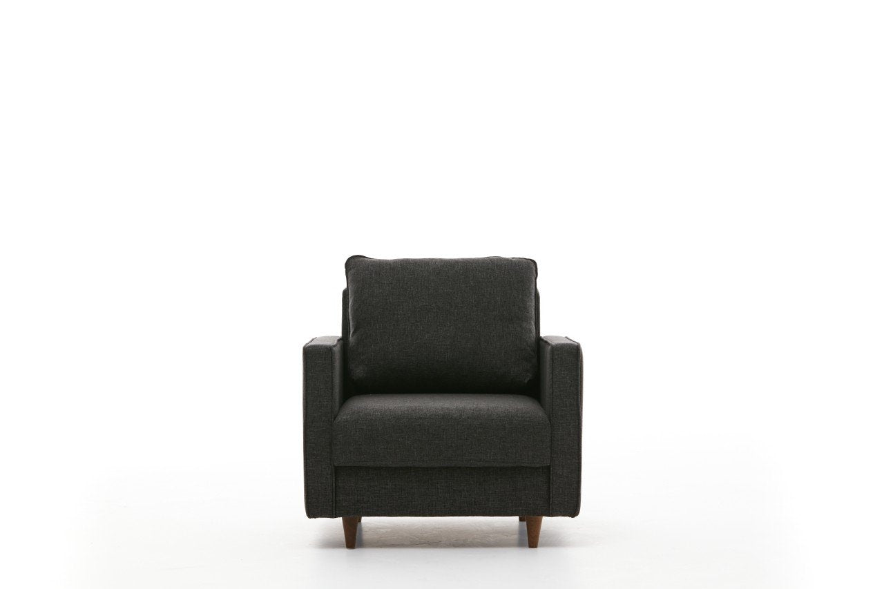 Sofá moderno de 1 lugar, antracite, 85 x 82 x 90 cm | Estrutura em madeira de abeto e aglomerado, 100% poliéster, tecido fácil de limpar | Design escandinavo elegante para residências e hotéis
