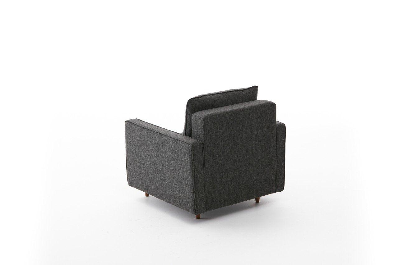 Sofá moderno de 1 lugar, antracite, 85 x 82 x 90 cm | Estrutura em madeira de abeto e aglomerado, 100% poliéster, tecido fácil de limpar | Design escandinavo elegante para residências e hotéis