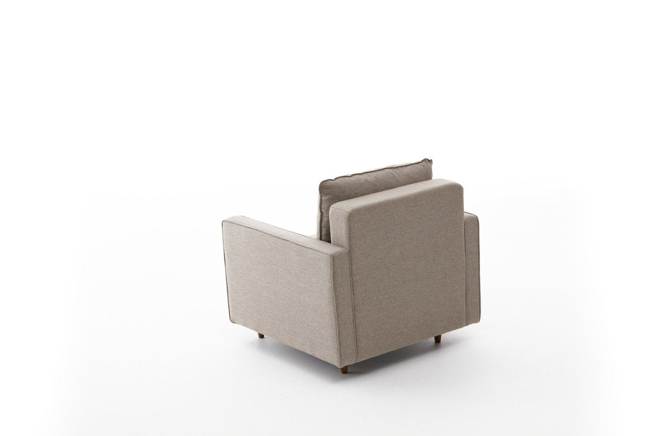 Sofá moderno de 1 lugar, cor creme, 85 x 90 x 82 cm | Estrutura de FIR, 100% poliéster, tecido de fácil limpeza, espuma 28 DNS | Perfeito para decoração escandinava e hoteleira