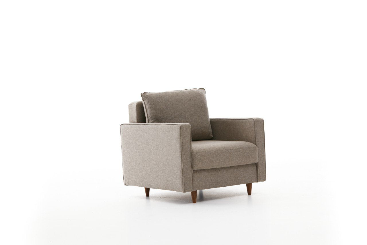 Sofá moderno de 1 lugar, cor creme, 85 x 90 x 82 cm | Estrutura de FIR, 100% poliéster, tecido de fácil limpeza, espuma 28 DNS | Perfeito para decoração escandinava e hoteleira