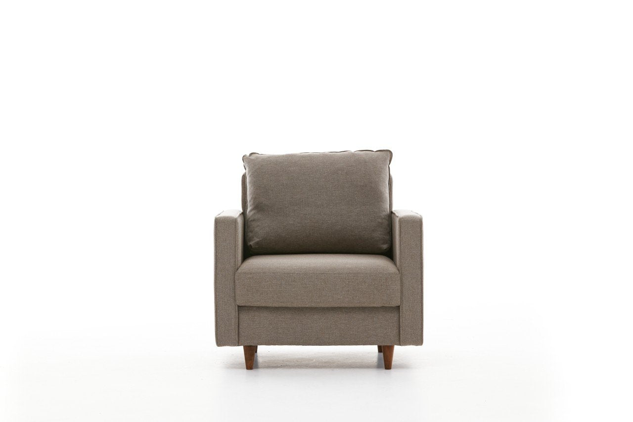 Sofá moderno de 1 lugar, cor creme, 85 x 90 x 82 cm | Estrutura de FIR, 100% poliéster, tecido de fácil limpeza, espuma 28 DNS | Perfeito para decoração escandinava e hoteleira