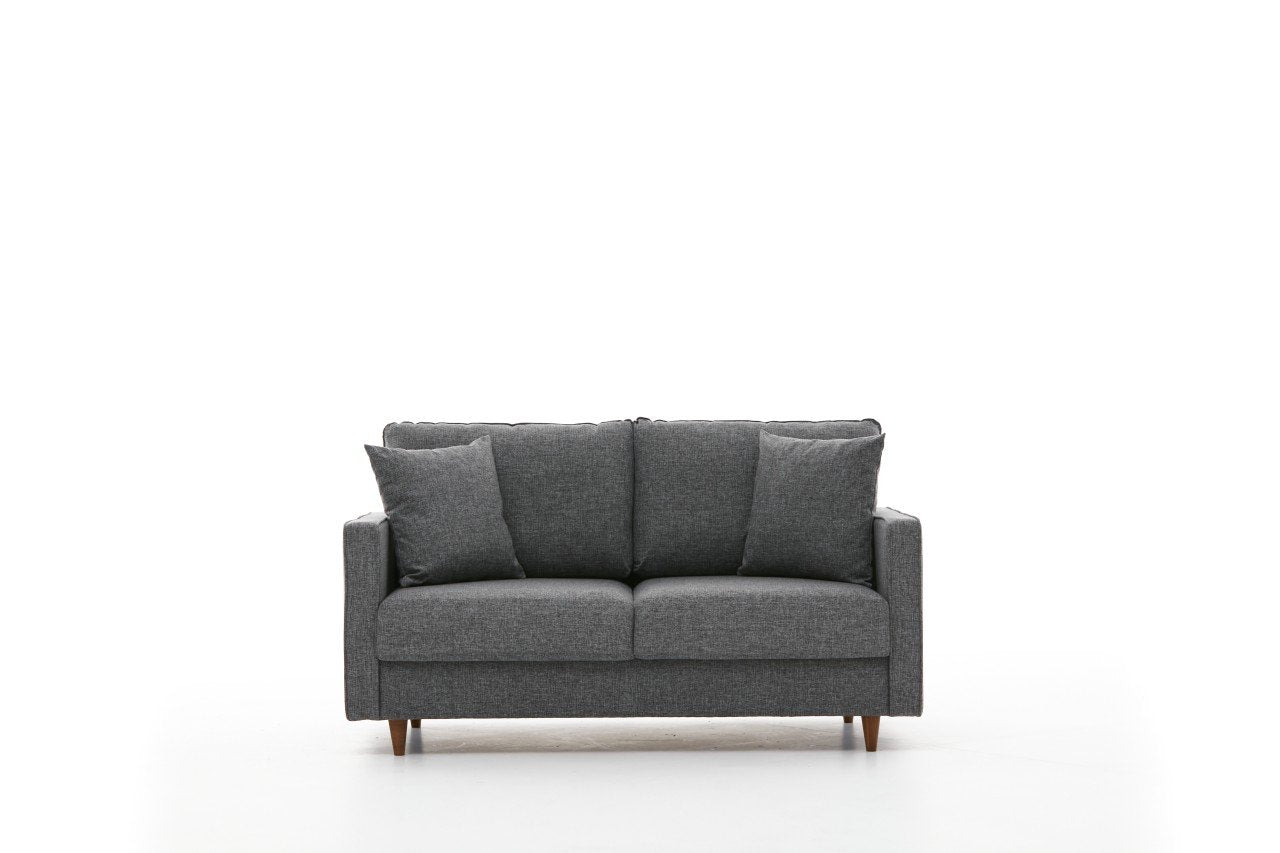 Sofá moderno de 2 lugares, cinza, 155 cm | Estrutura de abeto e aglomerado, 100% poliéster, fácil de limpar | Perfeito para hotéis e espaços de estilo escandinavo