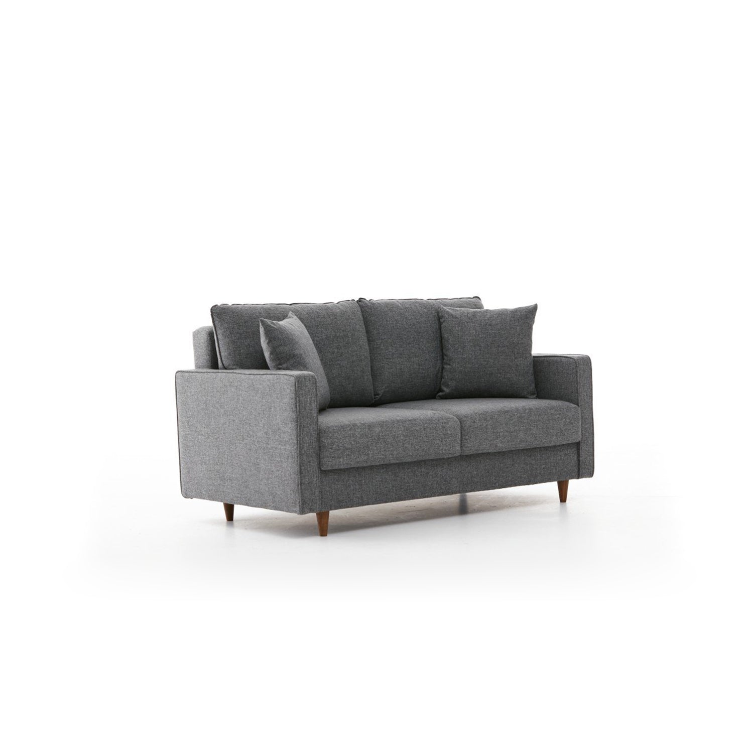 Sofá moderno de 2 lugares, cinza, 155 cm | Estrutura de abeto e aglomerado, 100% poliéster, fácil de limpar | Perfeito para hotéis e espaços de estilo escandinavo