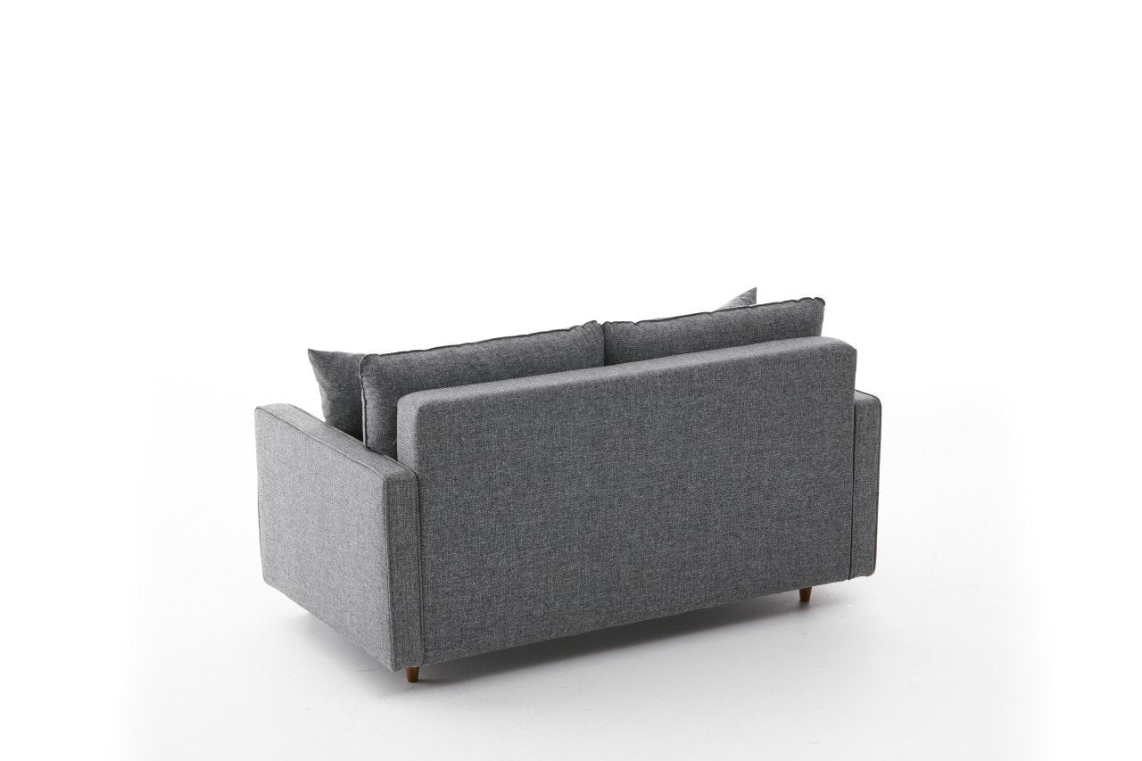 Sofá moderno de 2 lugares, cinza, 155 cm | Estrutura de abeto e aglomerado, 100% poliéster, fácil de limpar | Perfeito para hotéis e espaços de estilo escandinavo