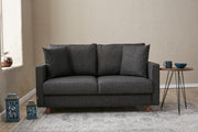 Sofá moderno de 2 lugares, antracite, 155 x 82 x 90 cm | Estrutura em madeira de abeto e aglomerado, 100% poliéster, tecido fácil de limpar | Design escandinavo elegante para residências e hotéis