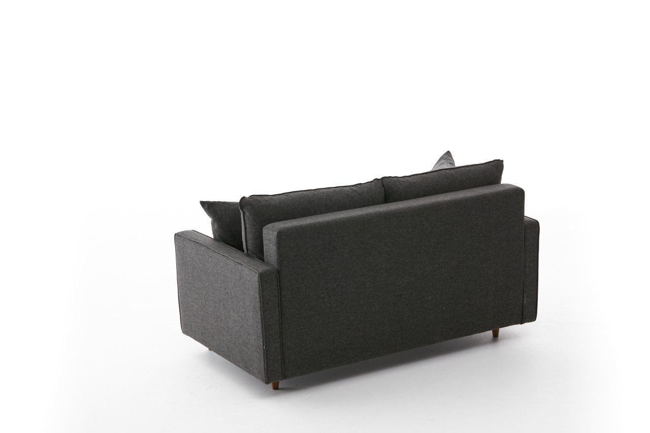Sofá moderno de 2 lugares, antracite, 155 x 82 x 90 cm | Estrutura em madeira de abeto e aglomerado, 100% poliéster, tecido fácil de limpar | Design escandinavo elegante para residências e hotéis