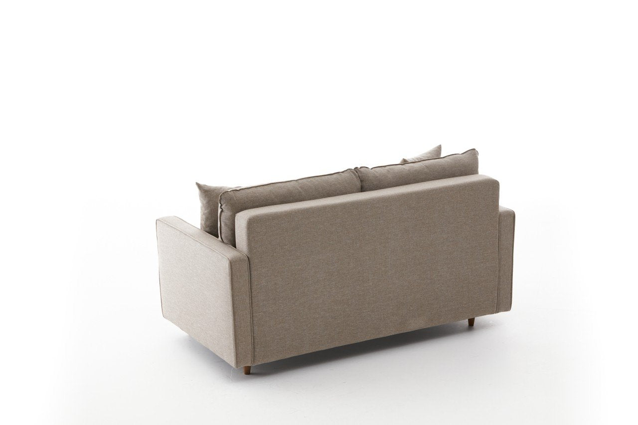Sofá moderno de 2 lugares, cor creme, 155 x 82 x 90 cm | Estrutura de FIR, 100% poliéster, tecido de fácil limpeza, espuma 28 DNS | Design escandinavo elegante para residências e hotéis