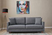 Sofá moderno de 3 lugares, cinza, 210 cm | Estrutura de abeto e aglomerado, 100% poliéster, fácil de limpar | Perfeito para salas de estar de hotéis e de estilo escandinavo