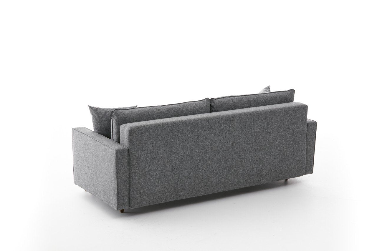 Sofá moderno de 3 lugares, cinza, 210 cm | Estrutura de abeto e aglomerado, 100% poliéster, fácil de limpar | Perfeito para salas de estar de hotéis e de estilo escandinavo
