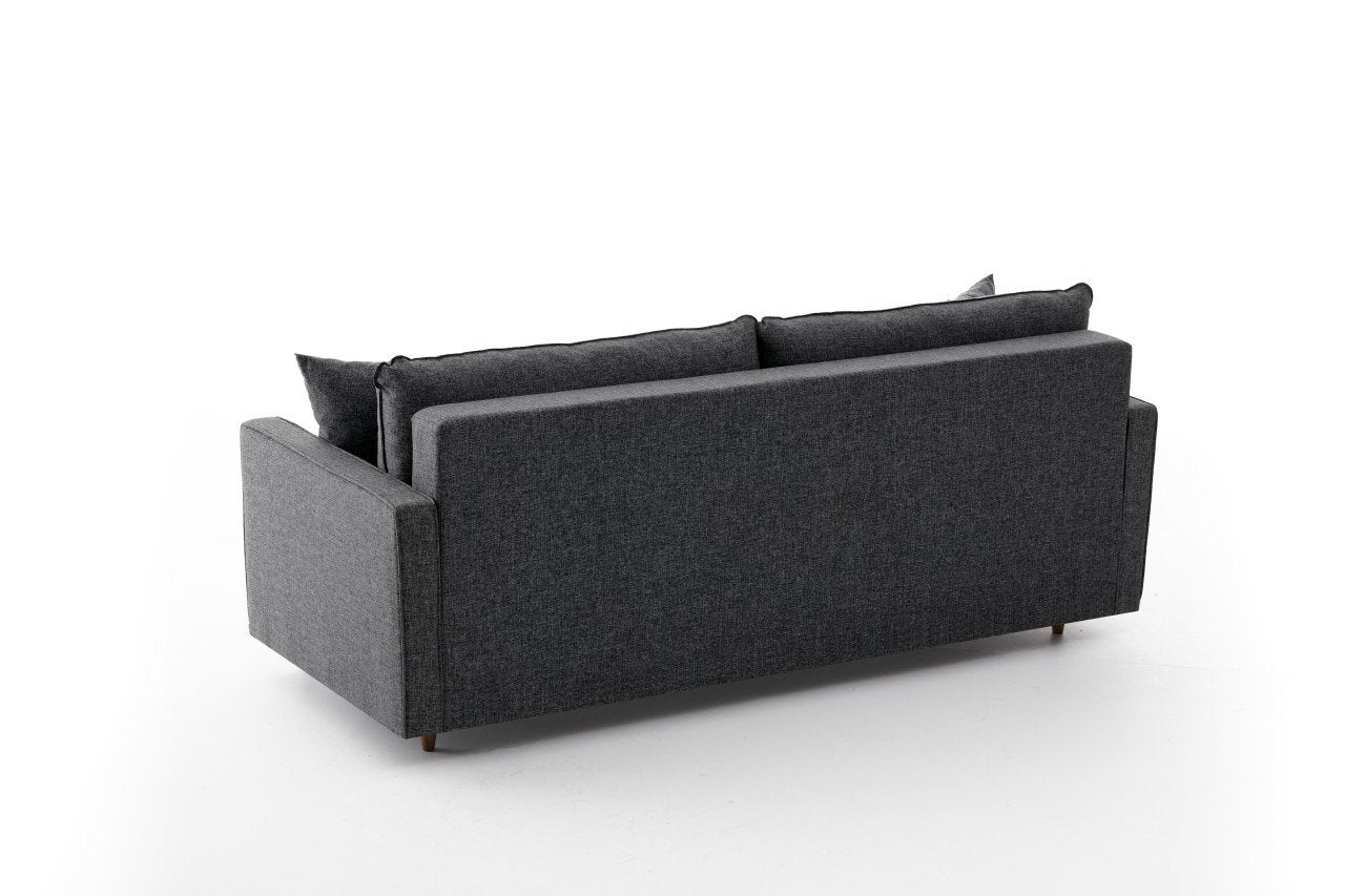 Sofá moderno de 3 lugares, antracite, 210 cm | Estrutura em abeto e aglomerado, 100% poliéster, fácil de limpar | Design escandinavo elegante para residências e hotéis