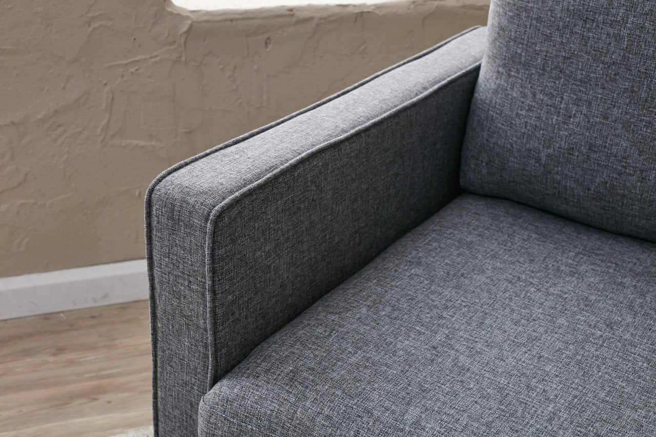 Sofá-cama moderno de 3 lugares, cinza, 210 x 90 x 82 cm | 100% poliéster, tecido fácil de limpar, espuma 28 DNS | Perfeito para salas de estar e quartos de hóspedes elegantes