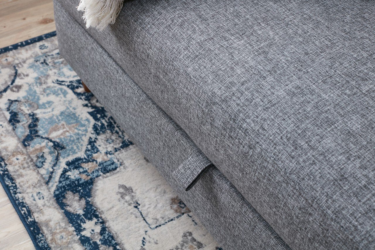 Sofá-cama moderno de 3 lugares, cinza, 210 x 90 x 82 cm | 100% poliéster, tecido fácil de limpar, espuma 28 DNS | Perfeito para salas de estar e quartos de hóspedes elegantes